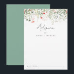 Wildflower Wedding Advice Card<br><div class="desc">This design features a row of delicate watercolor wildflowers. Perfect for elegant outdoor weddings.</div>
