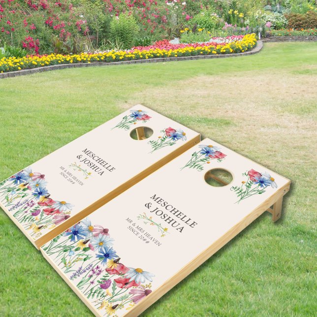 Wildflower Wedding Anniversary Country Floral Cornhole Set (Creator Uploaded)