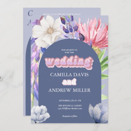 Wildflower   Wedding Arch  Botanical Photo  QR  Invitation