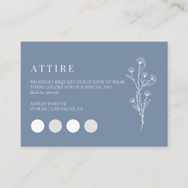 Wildflower wedding attire dress code card  (Front)