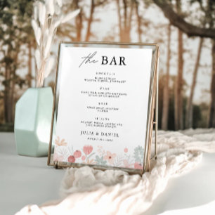 Wildflower Wedding Bar Menu Sign Template