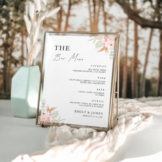 Wildflower Wedding Bar Menu Sign Template (Wildflower Wedding Bar Menu Sign Template)