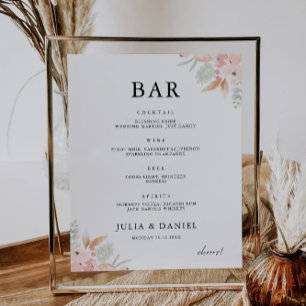Wildflower Wedding Bar Menu Sign Template