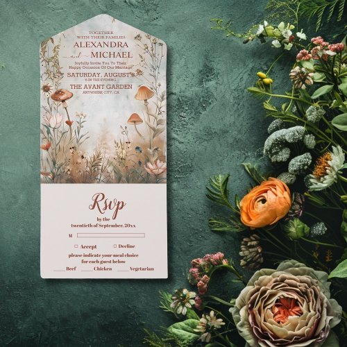 Wildflower Wedding Boho Country All In One Invitation