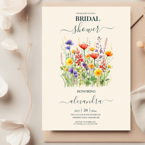 Wildflower Wedding Boho Country  Bridal Shower Invitation