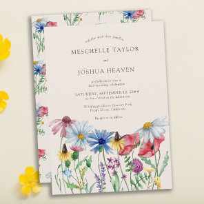 Wildflower Wedding Boho Country Floral Invitation