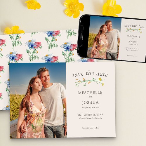 Wildflower Wedding Boho Country Floral Photo Save The Date