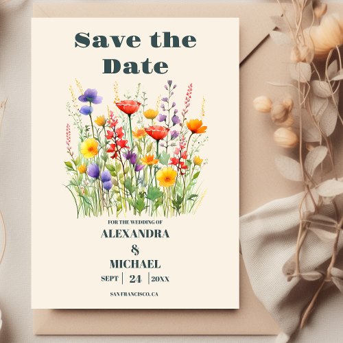 Wildflower Wedding Boho Country Floral Save The Date
