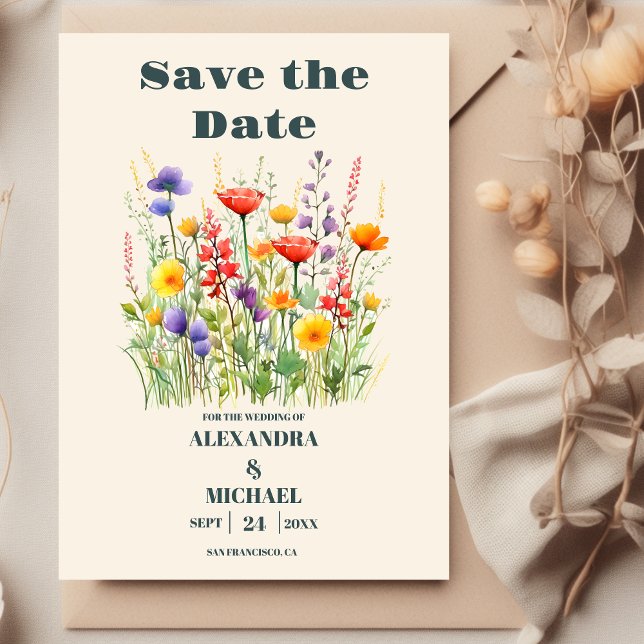 Wildflower Wedding Boho Country Floral Save The Date (Creator Uploaded)