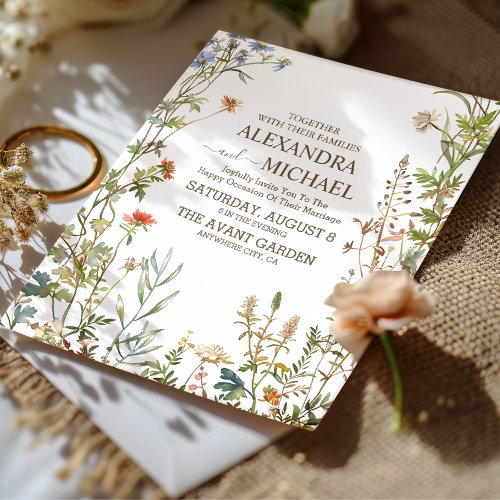 Wildflower Wedding Boho Country Floral Wedding Invitation