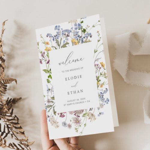 Wildflower Wedding Booklet Program Floral Folded