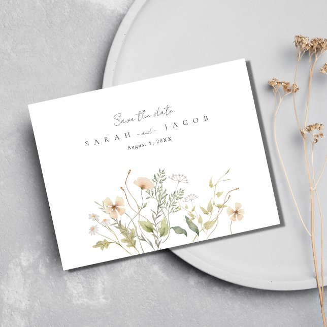 Wildflower Wedding Budget Save The Date Announcement Postcard (Wildflower Wedding Budget Save The Date Postcard)