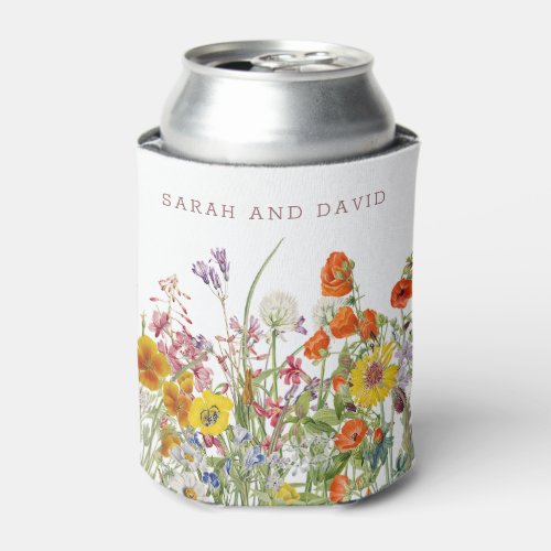 Wildflower Wedding Can Coolers