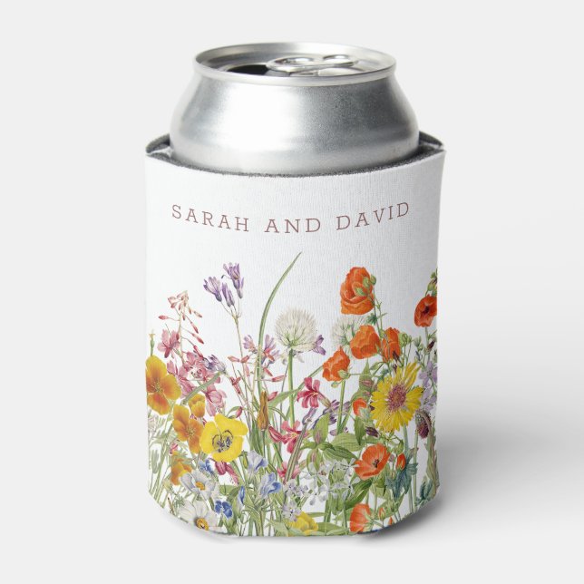 Wildflower Wedding Can Coolers (Can Front)