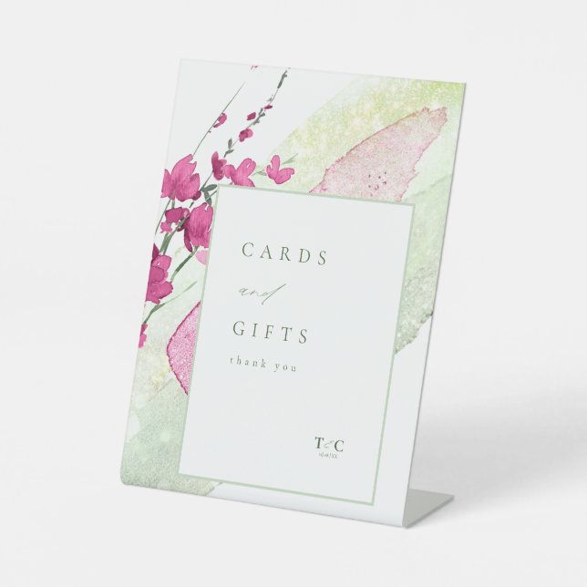 Wildflower Wedding Cards & Gifts Fuchsia ID954 Pedestal Sign (Front)