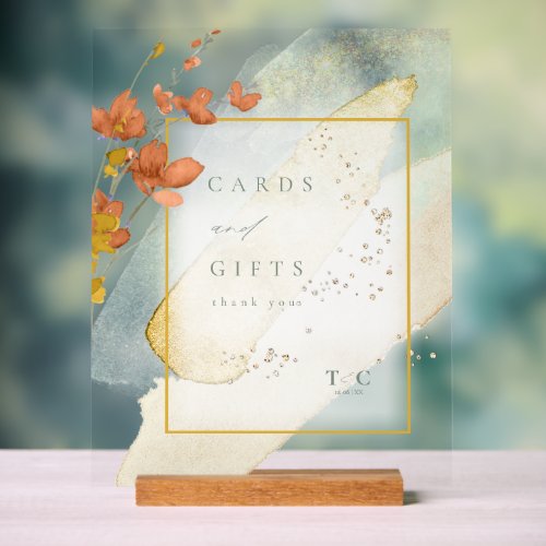 Wildflower Wedding Cards  Gifts Gold ID954 Acrylic Sign