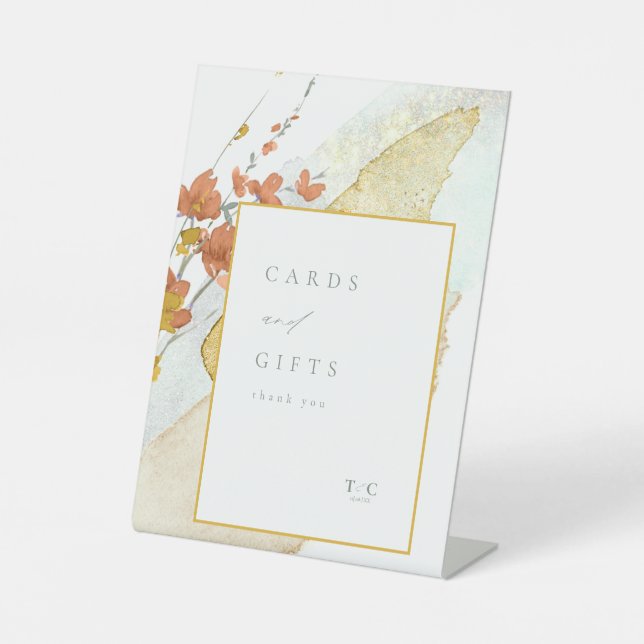 Wildflower Wedding Cards & Gifts Gold ID954 Pedestal Sign (Front)