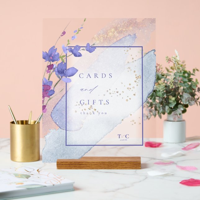 Wildflower Wedding Cards & Gifts Peri ID954 Acrylic Sign (Wedding)