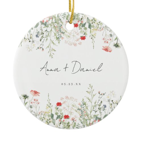 Wildflower Wedding Ceramic Ornament