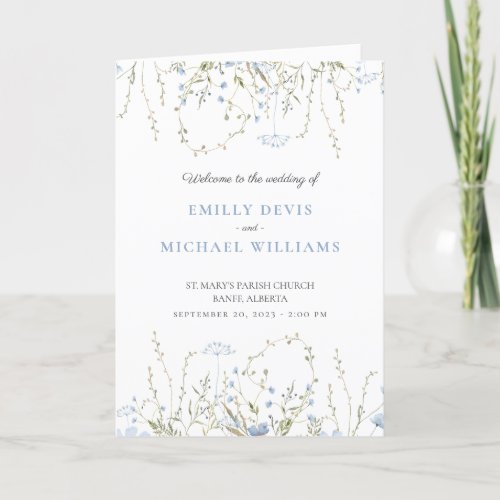 Wildflower Wedding Ceremony Program Card