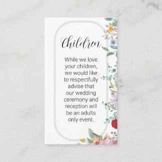 Wildflower Wedding Children Invitation Insert