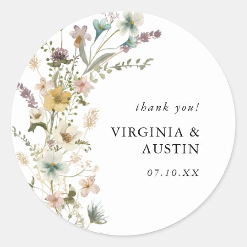 Wildflower Wedding Classic Round Sticker
