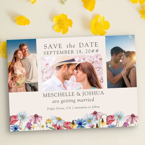 Wildflower Wedding Cottage Floral 3 Photo Save The Date