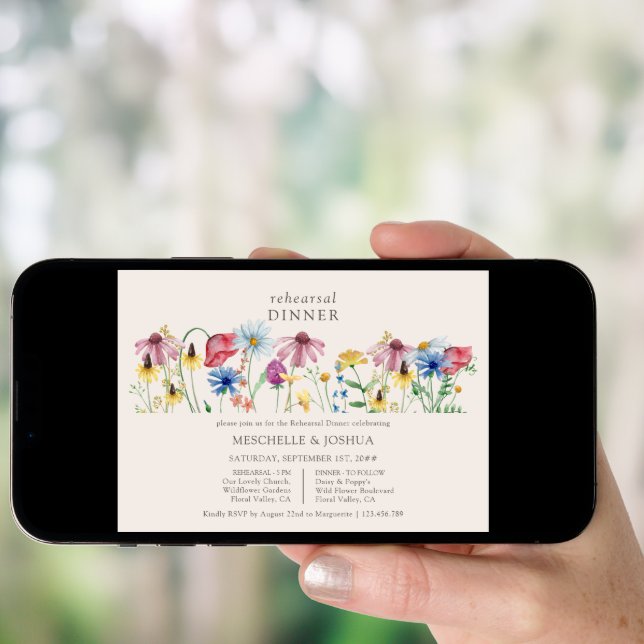 Wildflower Wedding Country Floral Rehearsal Dinner Invitation (Front Digital)