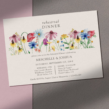 Wildflower Wedding Country Floral Rehearsal Dinner Invitation by darlingandmay at Zazzle
