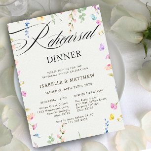 Wildflower Wedding Country Floral Rehearsal Dinner Invitation