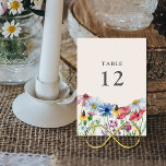 Wildflower Wedding Country Flower Table Number<br><div class="desc">Wildflower Wedding Reception Table Number which you can customize with any table number, decorated with watercolor wild flowers. This rustic country botanical design has a pretty border of wildflowers including daisy poppy cornflower coneflower buttercup seedhead and clover. An elegant modern floral with girly, bohemian garden theme. Please browse my store...</div>
