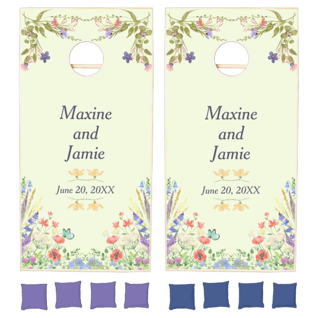 Wildflower Wedding Customizable Cornhole Set (Set)