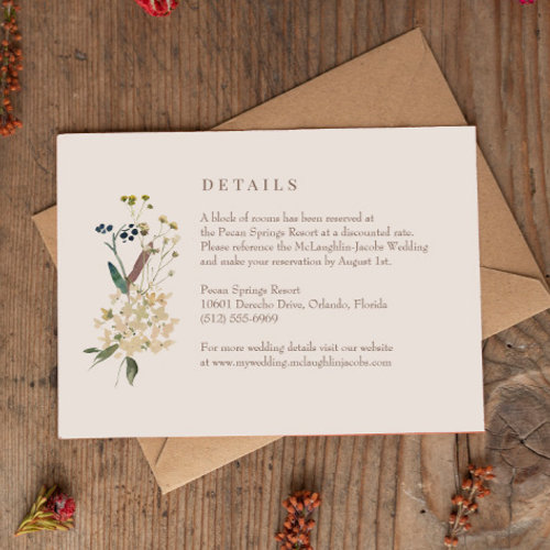 Wildflower Wedding Details Card
