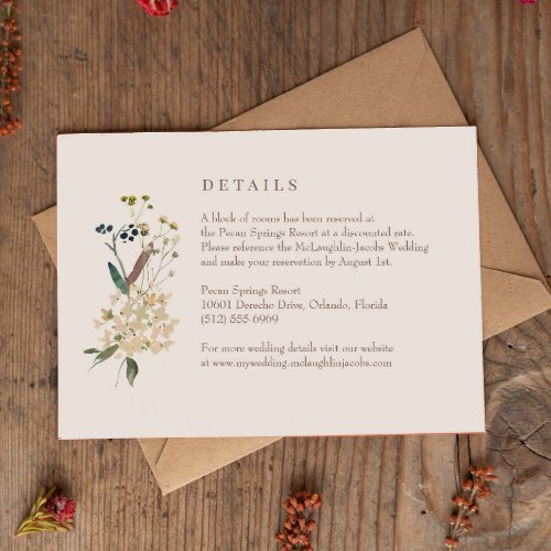Wildflower Wedding Details Card