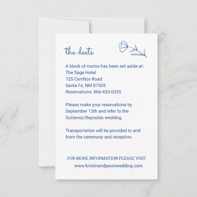 Wildflower Wedding Details Card with QR Code (Front)