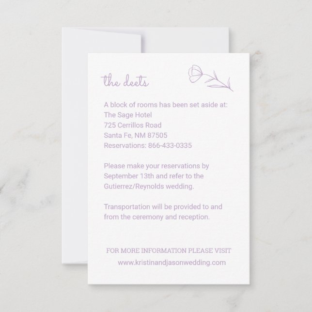 Wildflower Wedding Details Card with QR Code (Front)