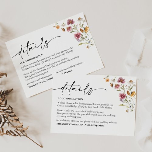 Wildflower Wedding Details Enclosure Card