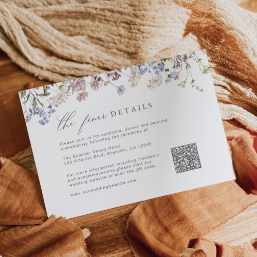 Wildflower Wedding Details Enclosure Card QR Code