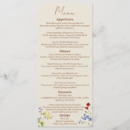 Wildflower Wedding Dinner Menu