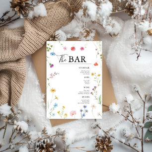 Wildflower Wedding Drinks Bar Menu Card