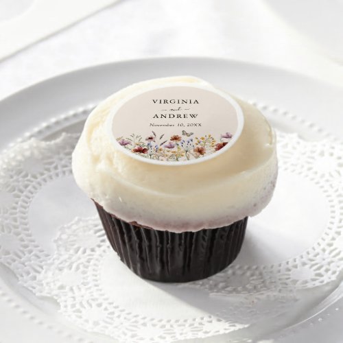 Wildflower Wedding Edible Frosting Rounds