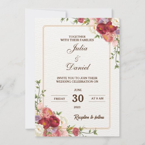 Wildflower Wedding Elegant Floral Invitation