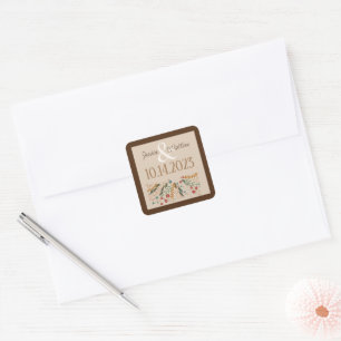 Wildflower Wedding Elegant Inspirivity Modern Square Sticker