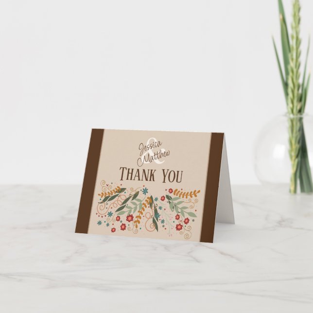 Wildflower Wedding Elegant Pretty Inspirivity  Thank You Card (Front)