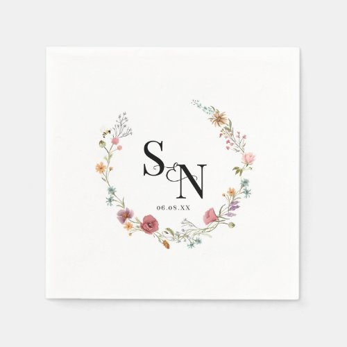 Wildflower Wedding Engagement Party Anniversary Napkins