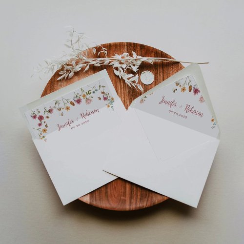 Wildflower Wedding Envelope Liner