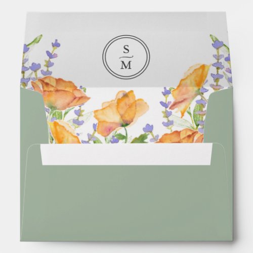 Wildflower Wedding Envelopes Sage Green