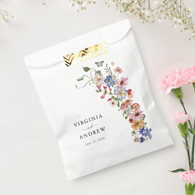 Wildflower Wedding Favor Bags (Boho Colorful Wildflower Wedding Favor Bags with Butterfly by Painted Paperie
)