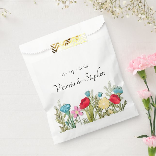  Wildflower Wedding Favor Bags (Sealed)