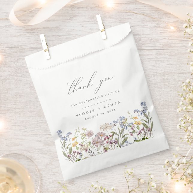 Wildflower Wedding Favor Bags Floral Boho Flowers (Clipped)
